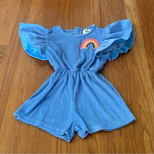 Lola + The Boys Blue Jumpsuit with Rainbow Appliqué